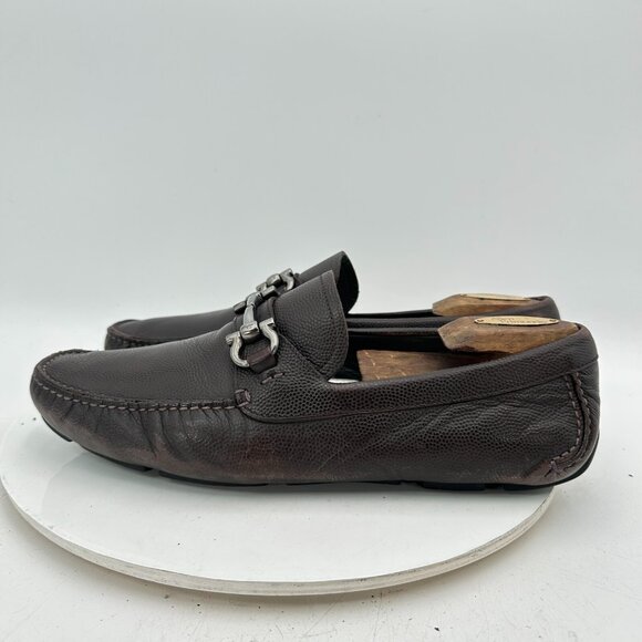 Salvatore Ferragamo Dark Brown Loafers with Silver Accents main image 8
